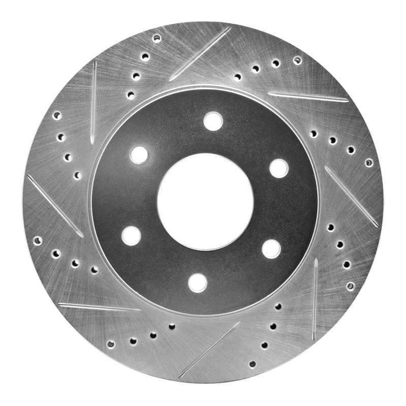 Infiniti QX56 Brake Rotor (1) - Front Left - R1 Concepts - Drilled & Slotted - Silver - `04-`05